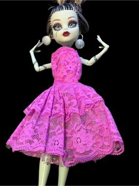 Strapless Pink Lace Party Dress
